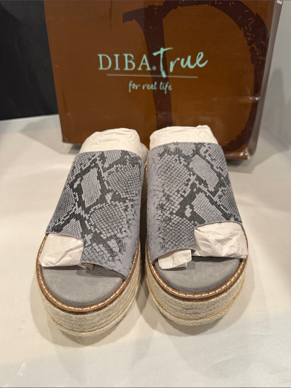 Diba True Gray Demi  Chase Snake-Print Platform Slide